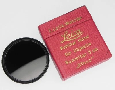 Leica E.Leitz Wetzlar GFEOO Black Rim R.M. Medium-Red Filter for Summitar  LN - Image 1 of 4