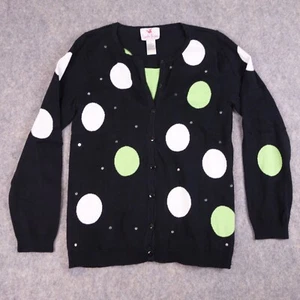 Quacker Factory Sweater Medium Black Polka Dot Attached Tank Top Cotton Womens - Picture 1 of 8