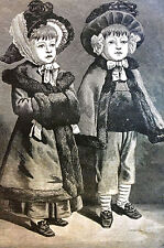 Kate Greenaway BOY and GIRL 1789 Fashion FUR COATS MUFFS 1879 Art Print Matted