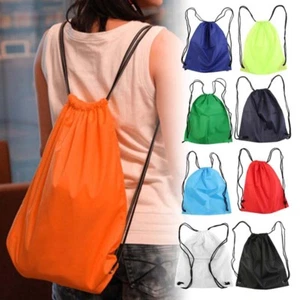 Drawstring Backpack Lightweight Beach Canvas Rucksack Bag Travel School Sports - Picture 1 of 23