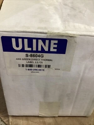 Uline Direct Thermal Labels S-8604G Green 4x6 Open Box Of 10 Rolls  - Image 1 of 3