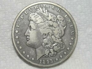1893 CC US Morgan Silver Dollar RARE Carson City Mint Nice Coin! NR AUCTION!