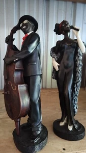 Set Of Jazz Musicians Bassist Bass Singer Sculptures Figure Le World Du Jazz - Picture 1 of 19