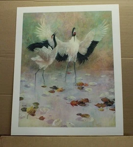 Dancing Duo di Lena Liu Red Crown Crane Oriental Birds Wildlife Edizione Limitata - Foto 1 di 3