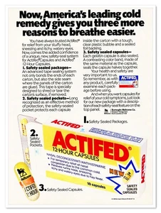 Print Ad Actifed 12-Hour Capsules Burroughs Wellcome Vintage 1987 Advertisement - Picture 1 of 4