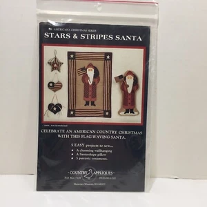 Sterne und Streifen Santa Quilt Muster Land Applikation 12" x 18" - Bild 1 von 3