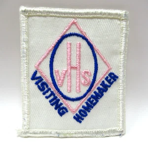 Visiting Homemaker -- vHs Emblem - Diamond - Pink & Blue - Vintage Patch - Picture 1 of 4