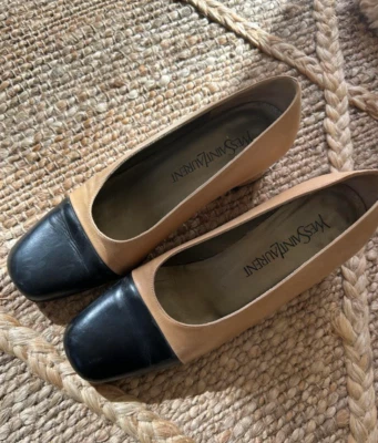 womens vintage, two toned, Yves Saint Laurent vintage heeled flats, shoes 6.5 - Image 1 of 4