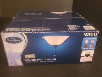 HARBOR BREEZE Ceiling Fan 2-Light KIT LED White Alabaster Marble Frosted Glass - Image 1 of 4