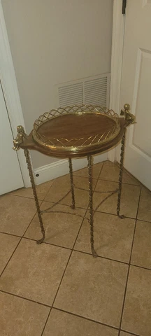 Mid Century Hollywood Regency LaBarge Brass Cherub End Side TRAY Table Cover