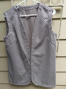 Vintage 70s Vest Long Length Geometric wine, navy blue, gray &beige size M/L - Picture 1 of 4