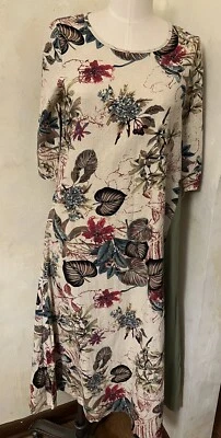 Vestido Vintage Barkcloth 38” Baú Folhas Tropicais Verde Bege Verde Poli - Imagem 1 de 4