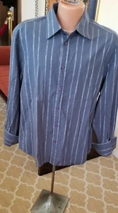 Armani Exchange Men's Dress Shirt Size L Gray With Silver Metallic Threading - Picture 1 of 6