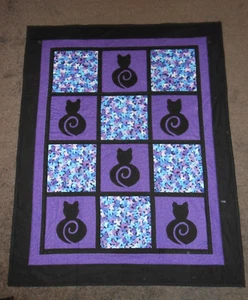 Cats & Butterlies Patchwork Quilt 57" x 45" Handarbeit - Bild 1 von 2