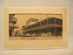 De colección ~ Rue St. Louis ~ Postal con impresión a lápiz ~ Años 60 ~ Restaurante Antoine ~ Nueva Orleans - Imagen 1 de 14