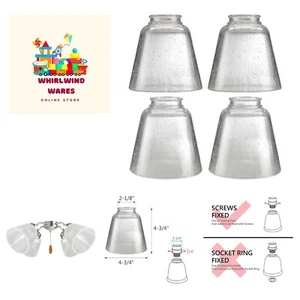 , Transitional Clear Seeded Ceiling Fan Replacement Glass Shade, 2-1/8" Fitte... - Picture 1 of 7
