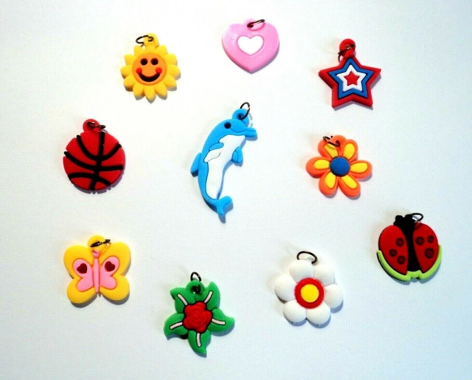 10x Cute Rubber Loom Bands Bracelet Charms Set Pendants Colour Kit Craft - image 1 of 1
