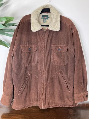 Vintage J Crew Jacket Mens L Brown Corduroy Sherpa Lined Workwear Barn Coat - Image 1 of 4