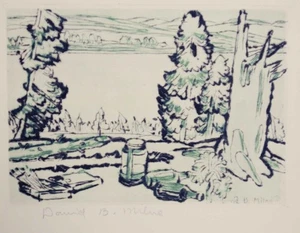 David Milne Hilltop Original Drypoint Print Signed by Milne in Colophon Part 5 - Picture 1 of 2