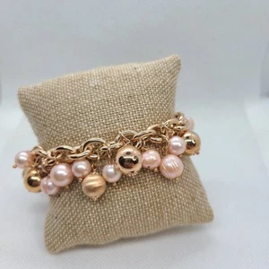 Honora Bronze Italy Pearl Bracelet Rose Gold Tone - Picture 1 of 5