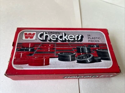 Juego de 24 piezas de plástico vintage Whitman Crown Checkers 1974 NUEVO nunca usado Foto 1 de 4