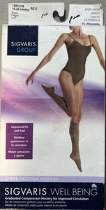 SIGVARIS Fashion 120CC99 Closed Toe Calf Compression Hose 15-20mmHg BLACK SIZE C - Picture 1 of 2