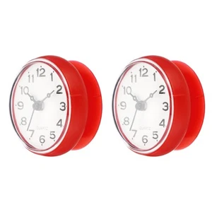 Waterproof Shower Clock, 2 Pack Silent Cute Wall Clocks Suction, Red/Black - Picture 1 of 7