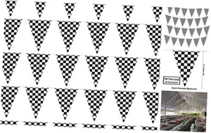 Checkered Flags Black and White 100’ FT Pennant Racing Banner | NASCAR Theme - Picture 1 of 7