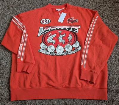 NWT Lacoste Orange From The Court To The Street Loose Crewneck Sweatshirt 3XL - Image 1 of 4