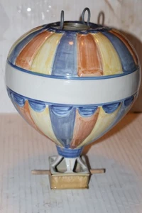 LOUISVILLE STONEWARE POTTERY HAND-PAINTED  HOT AIR BALLOON HANGING BIRD FEEDER - Picture 1 of 5