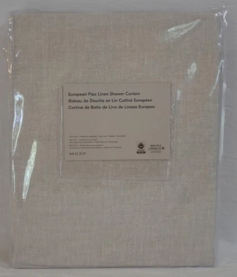 NIP WEST ELM CORTINA DE DUCHA LINO EUROPEO 72" X 74" COLOR NATURAL Foto 1 de 4
