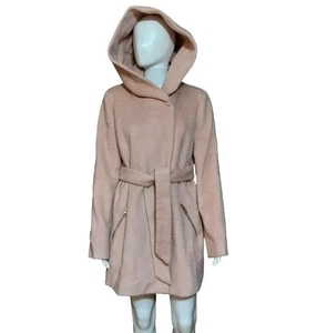 GUESS Light Pink Wool Blend Hooded Pea Coat Size Large - Picture 1 of 13