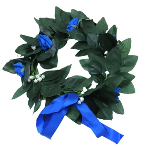 Corona de laurel artificial con rosas azules – Ø 30 cm – Guirnalda decorati - Imagen 1 de 2