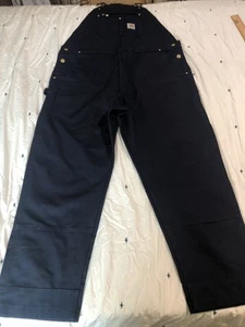 Mono con tirantes doble rodilla de lona Carhartt Duck para hombre 42x32 azul trabajo carpintero - Imagen 1 de 11