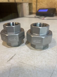 2 NEW 1-1/4" - 150# Hex Union, 304 Stainless Steel, Threaded Female (NPT) (M2) - Picture 1 of 2