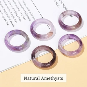 Größe 9 natürlicher Amethyst Kristall Fingerring, lila Chakra Edelstein (Stck. 1) - Bild 1 von 1