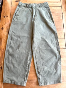 Everlane Curve Barrel Leg Pant Organic Cotton Olive Green Size 10R - Picture 1 of 17