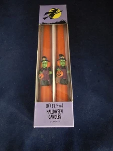 Vintage Target 10" Taper Halloween Candles Orange Candle With Witch - Picture 1 of 4