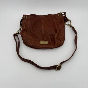 Fossil Long Live Vintage 1954 Brown Leather Bag Purse Crossbody - Picture 1 of 14