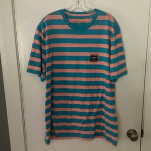 Saddlebred Comfort Tee Blue/Salmon Stripes Size Large - Picture 1 of 4