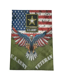 Veterano del Ejército de los Estados Unidos Jardín Patio Bandera Tapiz 12" X 18" Ejército Logo Águila NUEVO - Imagen 1 de 5