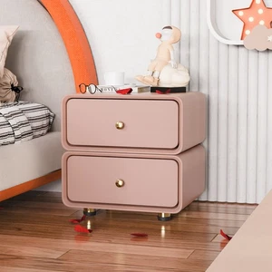 Khaki Rotatable Nightstand with 2 Drawers Bedroom End Side Table Bedside Desk - Picture 1 of 14