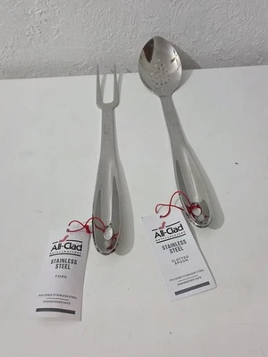Tenedor de acero inoxidable todo revestido 13,5" y 13" cuchara ranurada utensilios de cocina   Foto 1 de 4