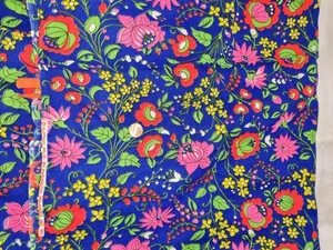 Vintage Baumwollmischstoff blau Blumen Flower Power fast komplett Rock 1972 - Bild 1 von 7