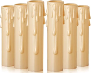 Drip Candle Socket Covers - Set of 6, Chandelier Candelabra Base, 4 Inch Tall Br - Picture 1 of 12