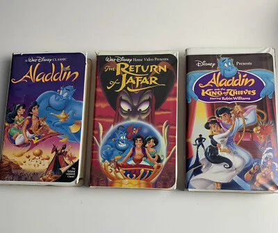 Aladdin + Return of Jafar + King of Thieves VHS Tapes One Black Diamond Edition - Image 1 of 4