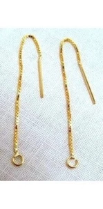 1 Pair VERMEIL (14k Gold Pltd Sterling Silver) EAR THREAD 3" Open Ring threader - Picture 1 of 1
