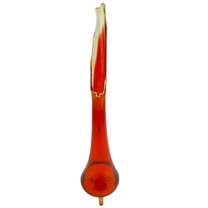 LE Smith Stretch Swung Vase Red Flame Three Footed Amberina Vintage MCM 17.25” - Picture 1 of 20