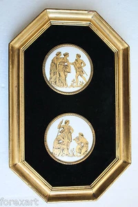 Vintage griechische Göttinnen weiß und gold kleiner Wandbehang von B&S Creations 60er selten - Bild 1 von 5