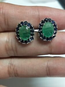 Cufflinks Vintage Emerald Sterling Silver Handmade Stone Jewelry  Cufflinks